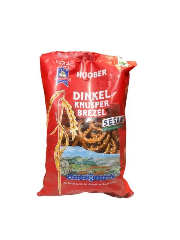 Snack, Dinkel Knusper Brezel mit Sesam, 125 g