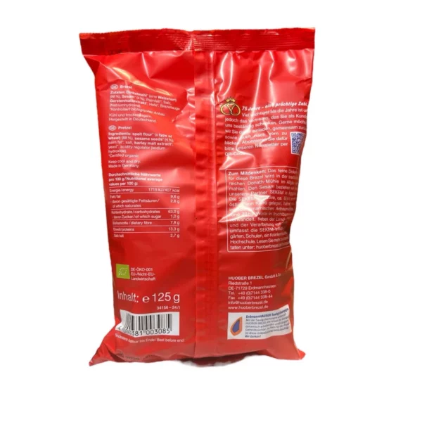Snack, Dinkel Knusper Brezel mit Sesam, 125 g