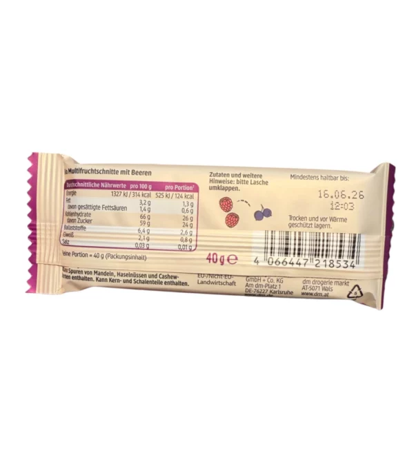 Fruit bar, raspberry cassis, 40 g
