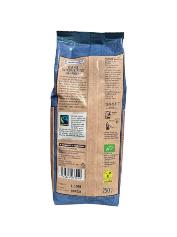 Decaffeinated ground coffee, 250 g