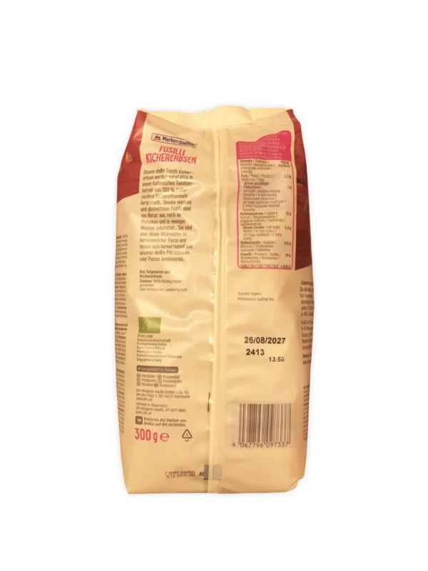 Nudeln, Fusilli aus Kichererbsen, 300 g Nudeln, Fusilli aus Kichererbsen, 300 g
