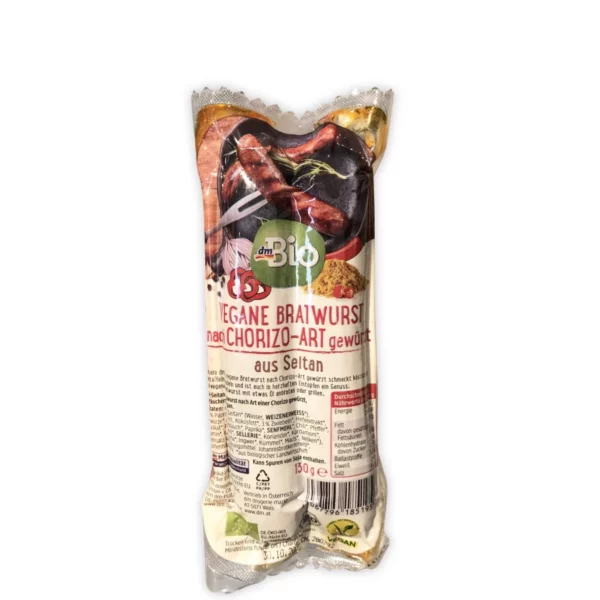 Seitan Bratwurst, nach Chorizo-Art gewürzt, 130 g