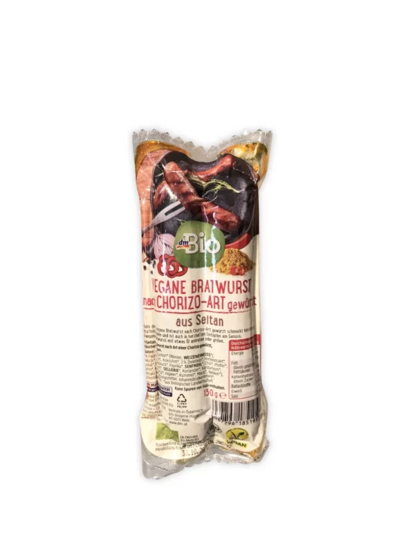 Seitan Bratwurst, nach Chorizo-Art gewürzt, 130 g