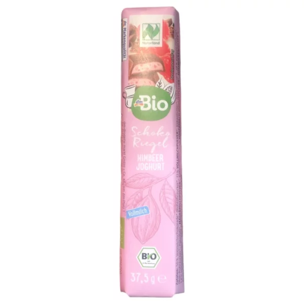 Chocolate bar, whole milk raspberry yoghurt, 37.5 g