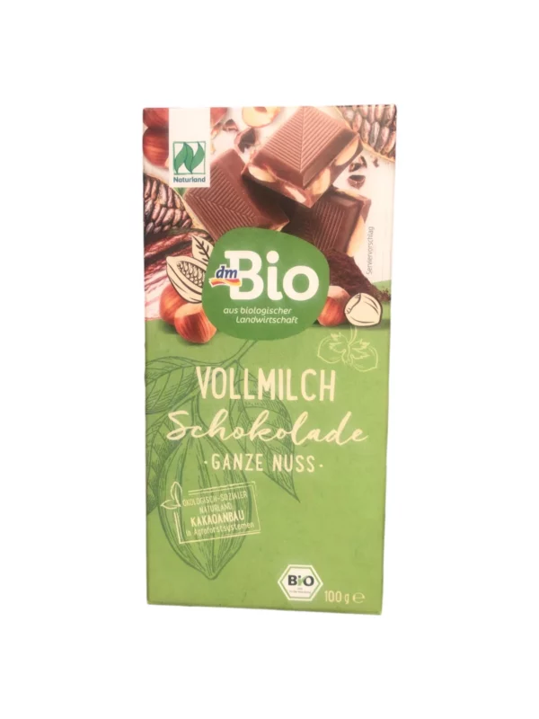 Chocolate, milk chocolate whole hazelnut 20 %, 100 g