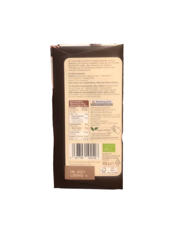 Chocolate, fine dark, 70 % cocoa, 100 g Chocolate, fine dark, 70 % cocoa, 100 g
