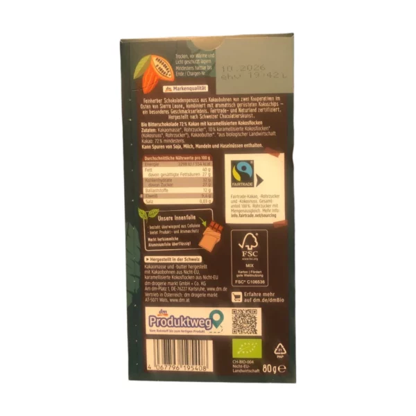 Schokolade, "Sierra Leone" Feine Bitter mit Kokoschips, 80 g