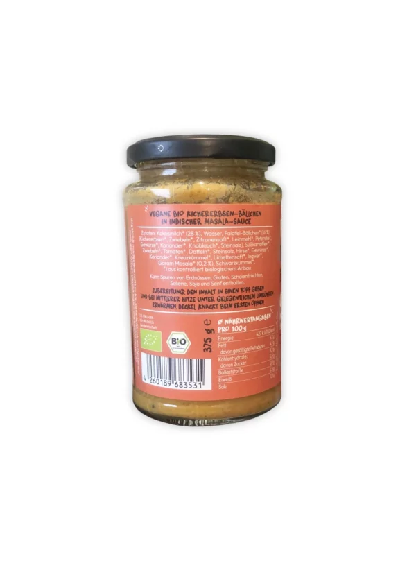 Falafelbällchen Curry India Masala Sauce, 375 g Falafelbällchen Curry India Masala Sauce, 375 g