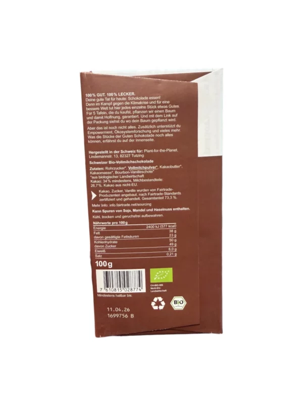 Schokolade, Vollmilch, 100 g