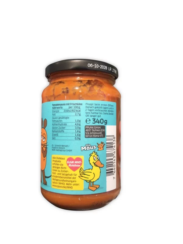 Tomato sauce with creamy cream cheese for children, 340 g