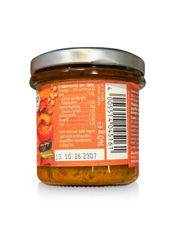 Spread, grilled vegetables with lentils, 140 g