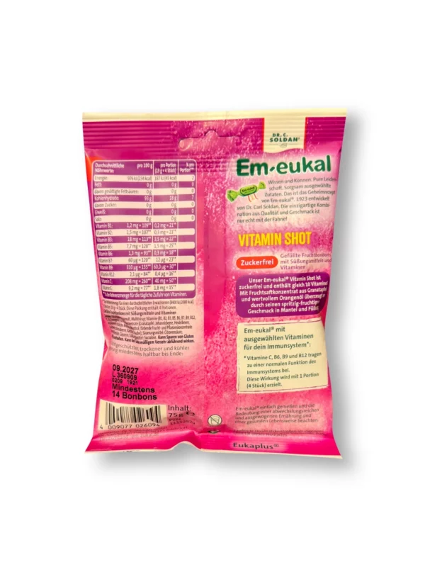 Candy, vitamin shot, filled, sugar-free, 75 g