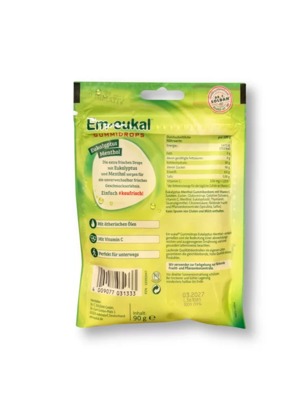 Gum drops, eucalyptus-menthol, 90 g