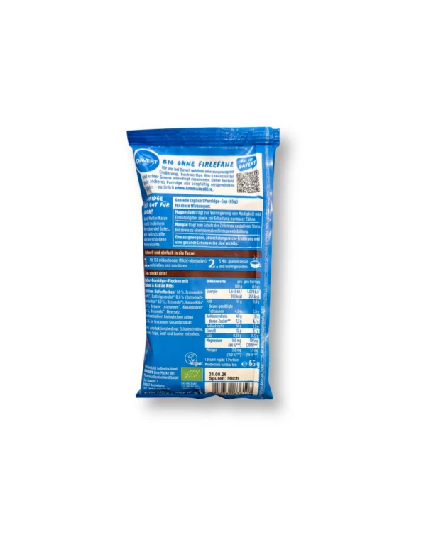 Porridge Cup, Hafer Schokolade mit Kakao Nibs, 65 g