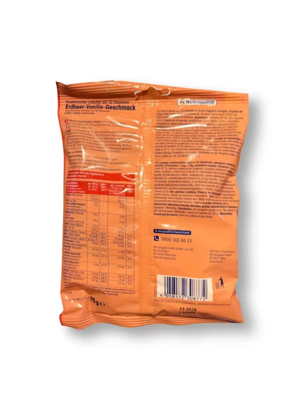 Dextrose, strawberry-vanilla lollipop for children, 75 g
