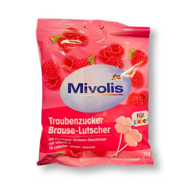 Dextrose, effervescent lollipop raspberry for children, 75 g