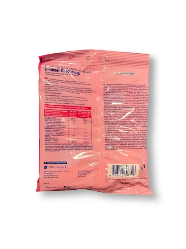 Dextrose, effervescent lollipop raspberry for children, 75 g