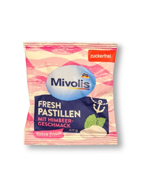 Pastilles, raspberry, sugar-free, 25 g