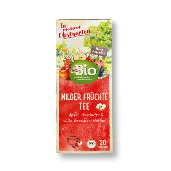 Mild fruit tea with apple, rosehip & sweet blackberry leaves (20 bags), 50 g