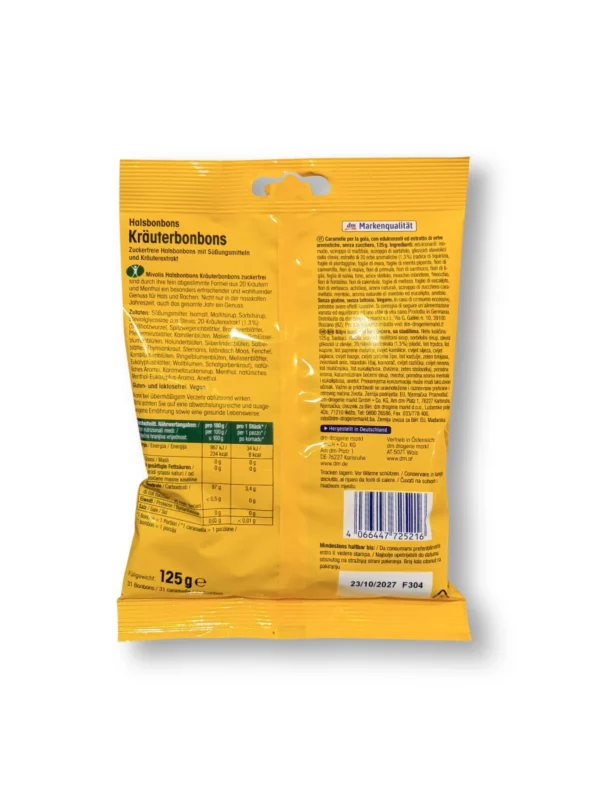 Sweets, herbal sweets, sugar-free, 125 g
