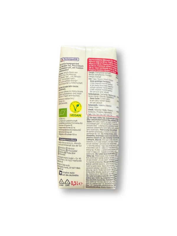 Eistee, weißer Tee mit Pfirsich & Himbeere, 500 ml