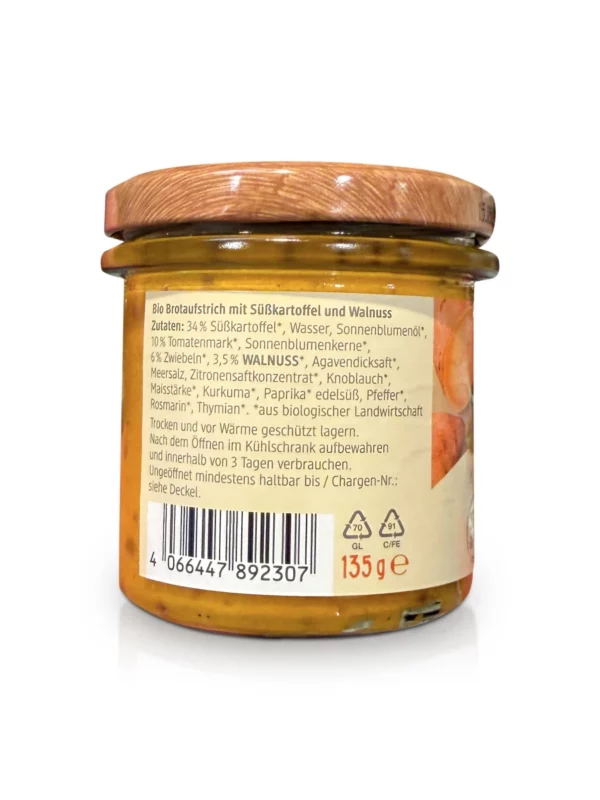 Gemüseaufstrich, Süßkartoffel Walnuss, 135 g Gemüseaufstrich, Süßkartoffel Walnuss, 135 g