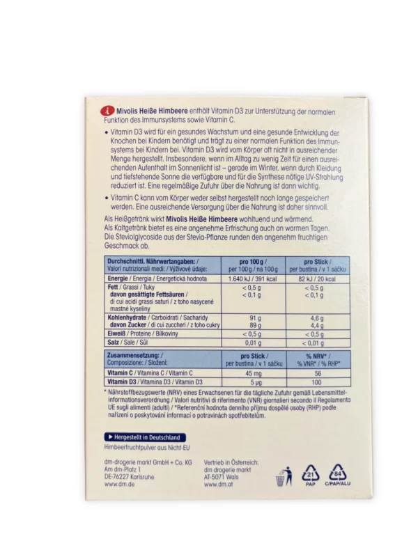 Children's drink, hot raspberry (20 sticks), from 7 years, 100 g Children's drink, hot raspberry (20 sticks), from 7 years, 100 g