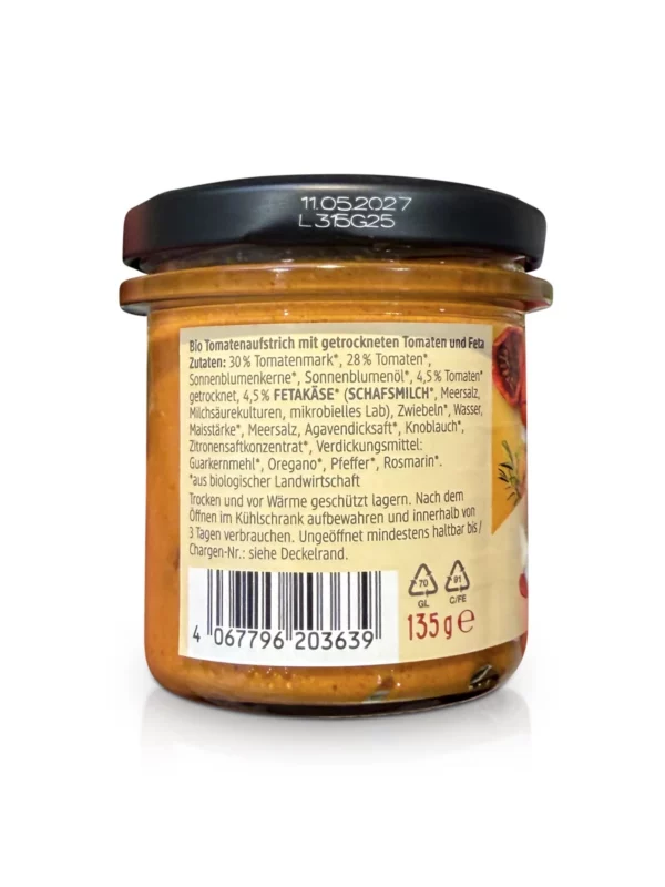 Brotaufstrich, Getrocknete Tomate & Feta, 135 g Brotaufstrich, Getrocknete Tomate & Feta, 135 g