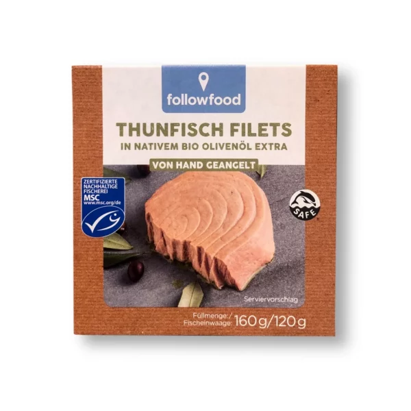 Tuna fillets, in organic extra virgin olive oil, MSC certified, 120 g