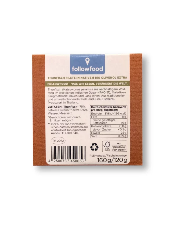 Thunfisch Filets, in nativem Bio-Olivenöl extra, MSC Zertifizierung, 120 g