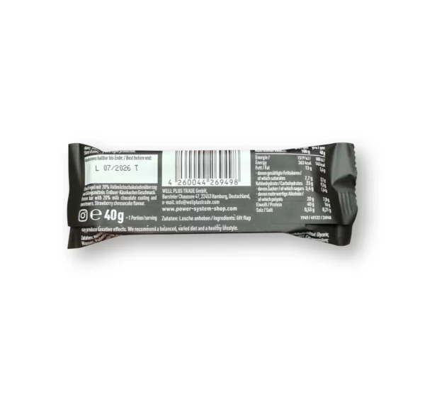 Proteinriegel 40%, Lower Carb Bar, Strawberry Cheesecake Geschmack, 40 g