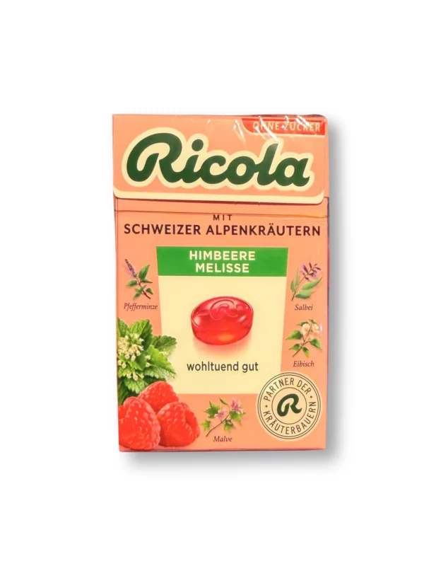 Candy, raspberry lemon balm, sugar-free, in a pocket box, 50 g