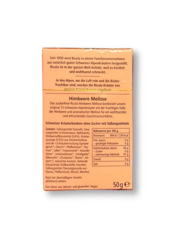 Candy, raspberry lemon balm, sugar-free, in a pocket box, 50 g