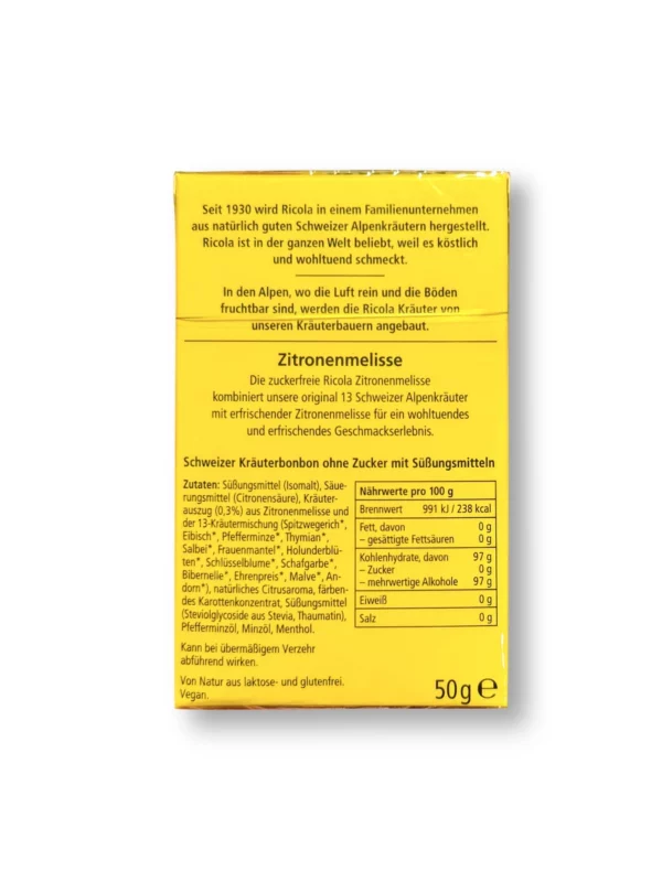 Candy, lemon balm, sugar-free, in a pocket box, 50 g Candy, lemon balm, sugar-free, in a pocket box, 50 g