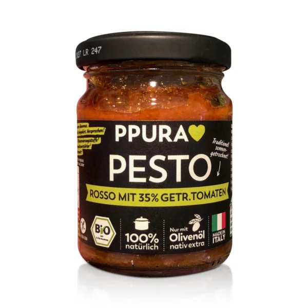 Pesto, Rosso with 35 % sun-dried tomatoes, 120 g Pesto, Rosso with 35 % sun-dried tomatoes, 120 g