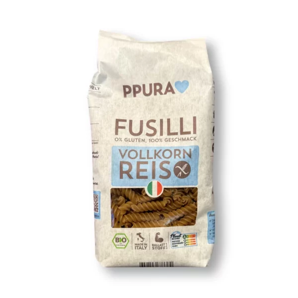 Nudeln, Fusilli aus Vollkornreis, glutenfrei, 400 g