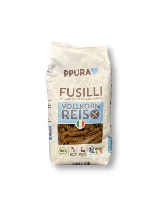 Nudeln, Fusilli aus Vollkornreis, glutenfrei, 400 g