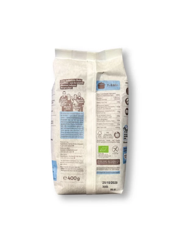 Nudeln, Fusilli aus Vollkornreis, glutenfrei, 400 g