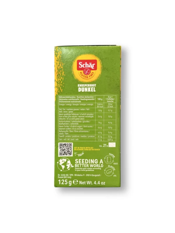 Bread, crispy dark (21 pieces), gluten-free, 125 g