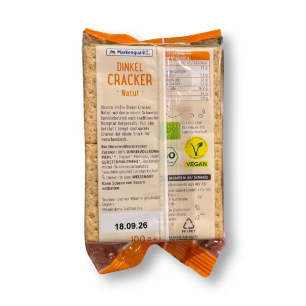 Cracker, Dinkel natur, 100 g