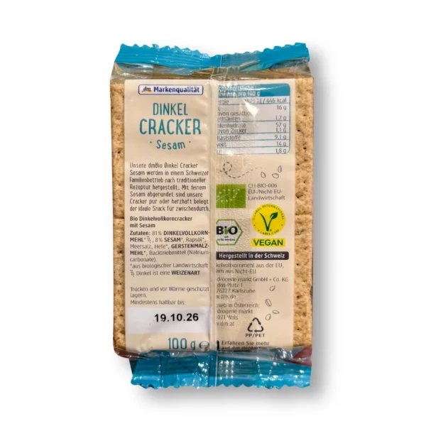 Cracker, Dinkel Sesam, 100 g