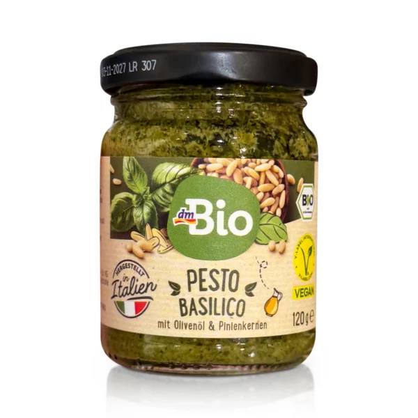Pesto, basilico with olive oil & pine nuts, vegan, 120 g Pesto, basilico with olive oil & pine nuts, vegan, 120 g