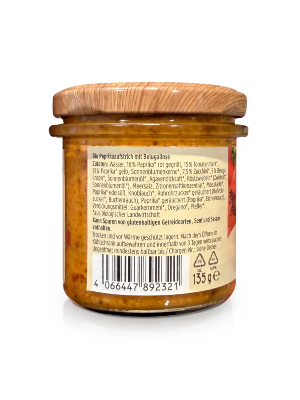 Gemüseaufstrich, Gegrillte Paprika Belugalinse, 135 g