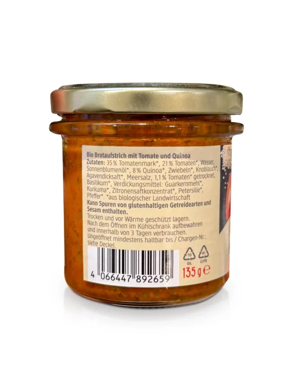 Brotaufstrich, Saatenaufstrich Tomate & Quinoa, 135 g Brotaufstrich, Saatenaufstrich Tomate & Quinoa, 135 g