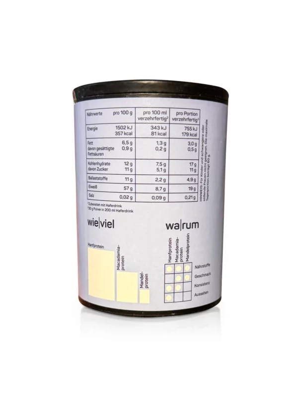Protein powder hemp, macadamia & almond, unsweetened, vegan, 300 g