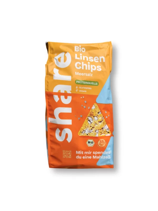 Lentil potato chips, salted with black rice, 80 g