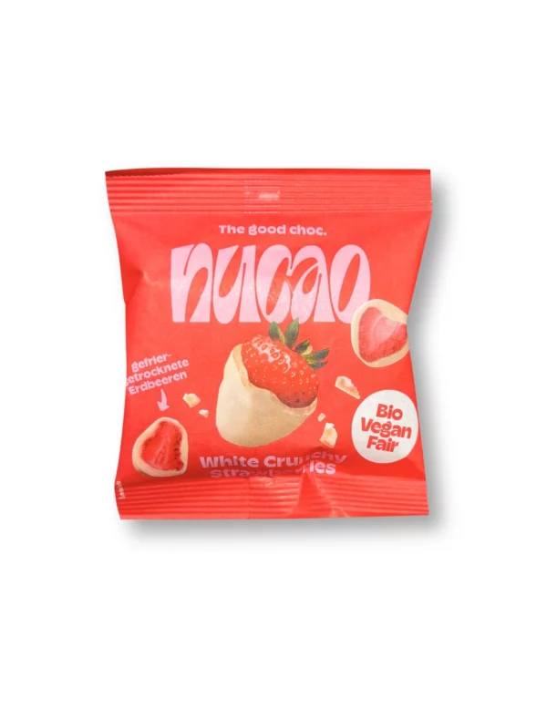 Trockenfrüchte, White Crunchy Strawberries, Erdbeeren mit Schokolade, 50 g