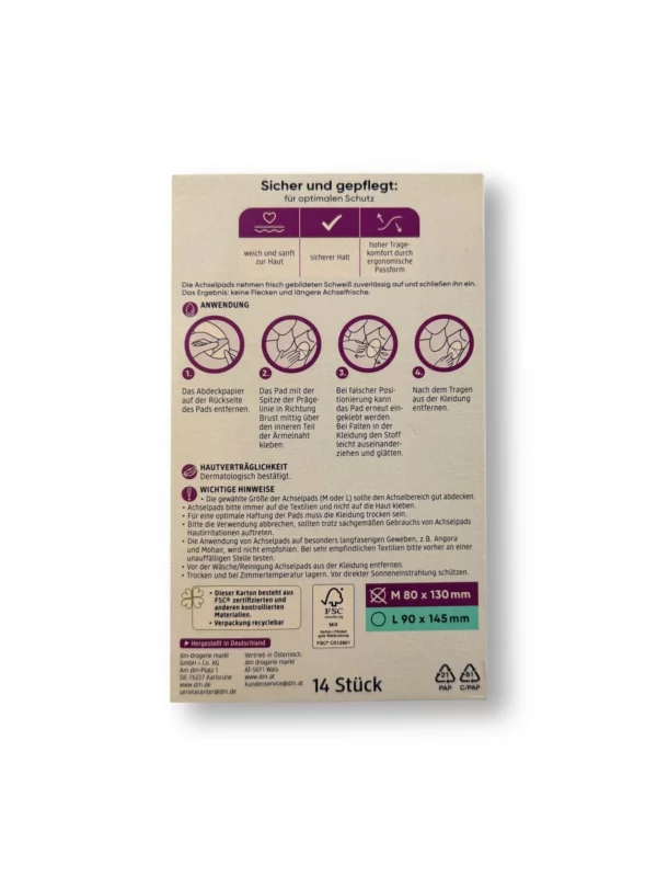 Deodorant underarm pads size M, 14 pcs.