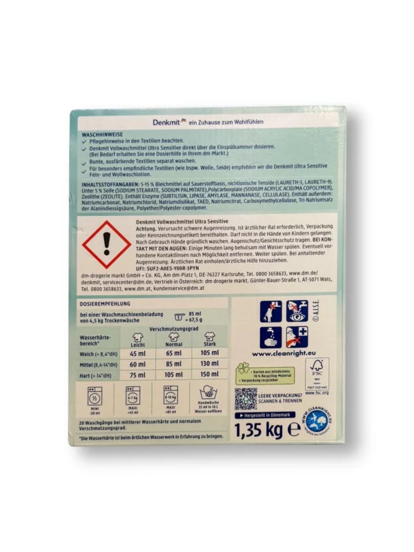 Heavy-duty detergent powder Ultra Sensitive, 20 Wl
