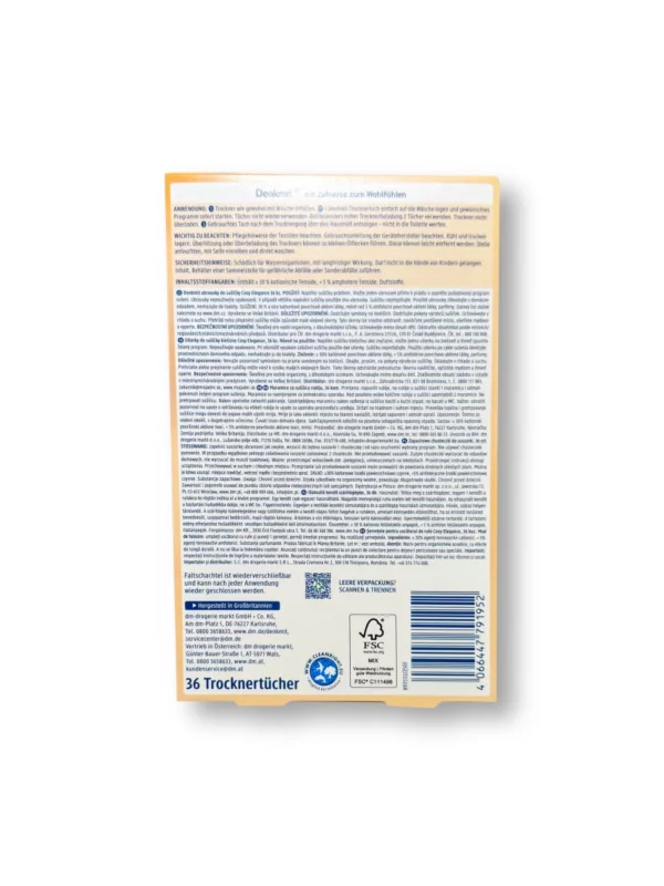 Dryer sheets Cosy Elegance, 36 pcs. Dryer sheets Cosy Elegance, 36 pcs.